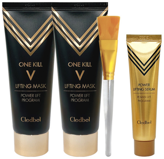 끌레드벨 골드 리프팅팩 V 마스크 블랙에디션 70ml 2개+세럼 30ml+팩붓, 1개