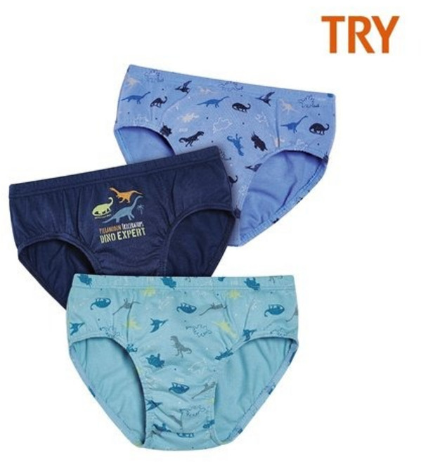 트라이 남아용 무형광 순면 삼각팬티 쥬라기월드 3종 세트