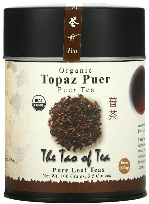 The Tao of Tea 100% 유기농 보이차 토파즈 푸얼 3.5 온스 (100 g) 1팩, 1개, 100g, 1개