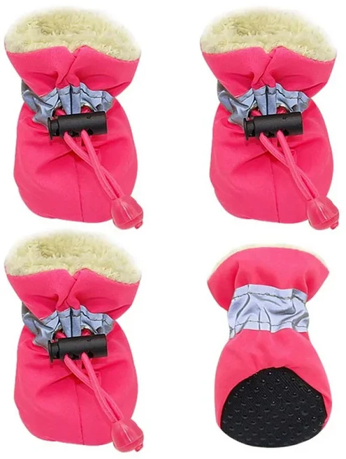 미끄럼 방지 강아지 신발 애완 동물 보호 부드러운 밑창 애완 동물 신발 겨울 방수 프리워커 소프트 용품, 05 Rose Red, 04 S