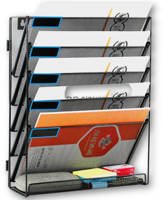 에이젠 메탈 파티션 파일꽂이 철제 서류정리함, 5단, 블랙