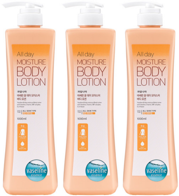 바세린 대용량 바디로션 올데이 / 고보습 바디크림, 1L, 3개