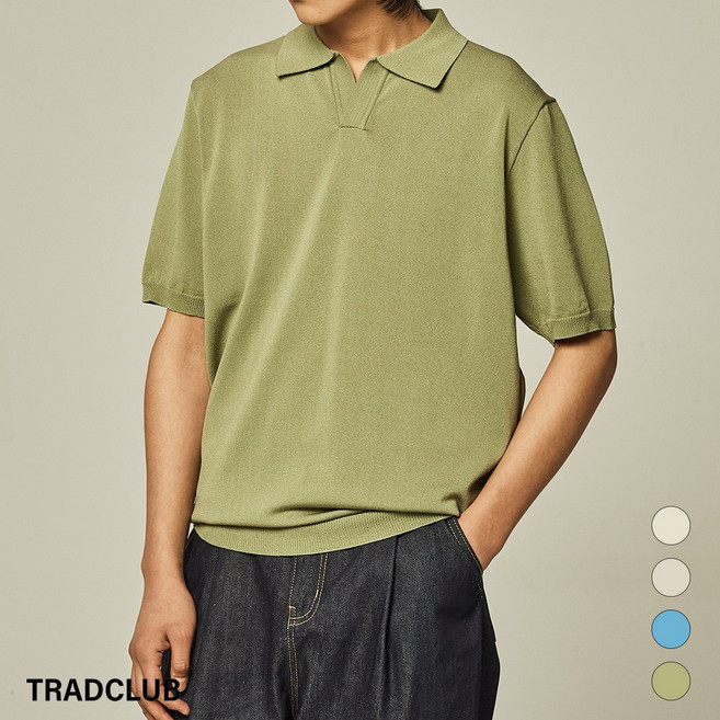 트래드클럽 베리 쿨 카라 사계절 반팔 니트 (4컬러 M~5XL)