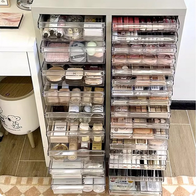 SeekFun 서랍장 수납장 네일샵 캐비닛 정리함 화장품 보관함 수납함 24칸 미용 매니큐어 렌즈 액세서리 정리대, 24단, 화이트