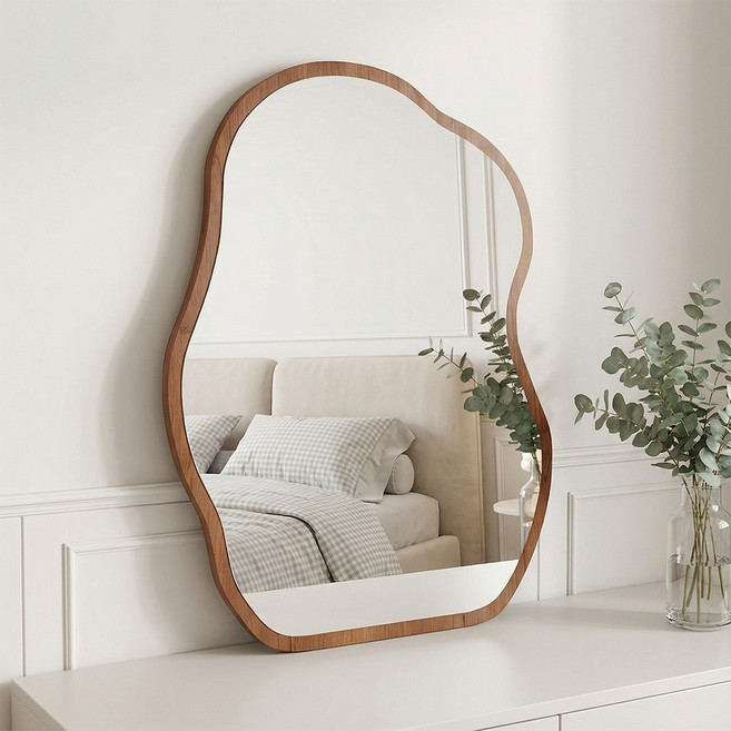 Comfy Nest 화장대 거울 스탠드 아치형 탁상거울 메이크업거울, 호두색