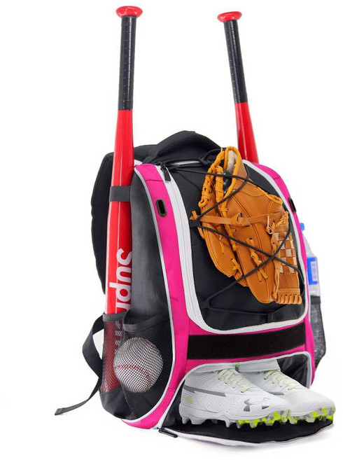 프리미엄 하이브리드 야구 장비 가방 백팩 스포츠 멀티 야구가방, 자주색, 핑크색, 1개