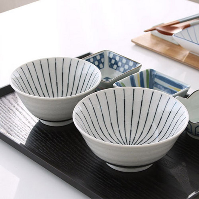 레이블제이 일본 빗살 도자기 공기 대접, 1개