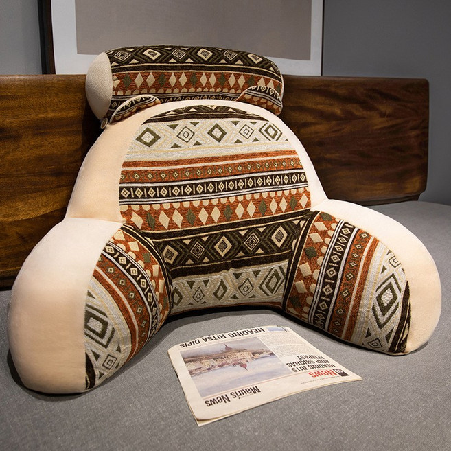 HS A Living 민족풍 업그레이드 헤드레스트 일체형 허리쿠션 침대의자 겸용 분리세척 가능, 주황색