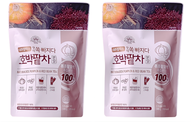 내추럴박스 분말 호박팥차, 2개, 20개입, 2g