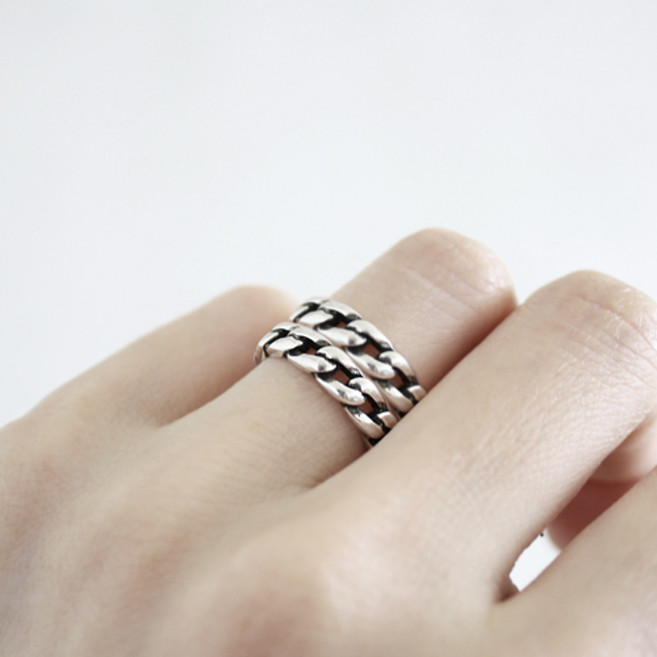 실버925 볼드 체인 프리 실버링 반지