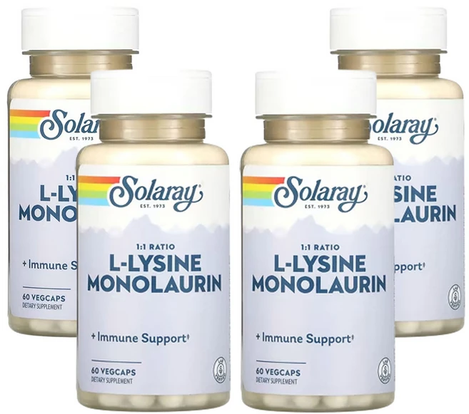 쏠라레이 L-라이신모노라우린 1:1 비율 베지캡슐 60정, 500mg, 4개 - 쿠팡