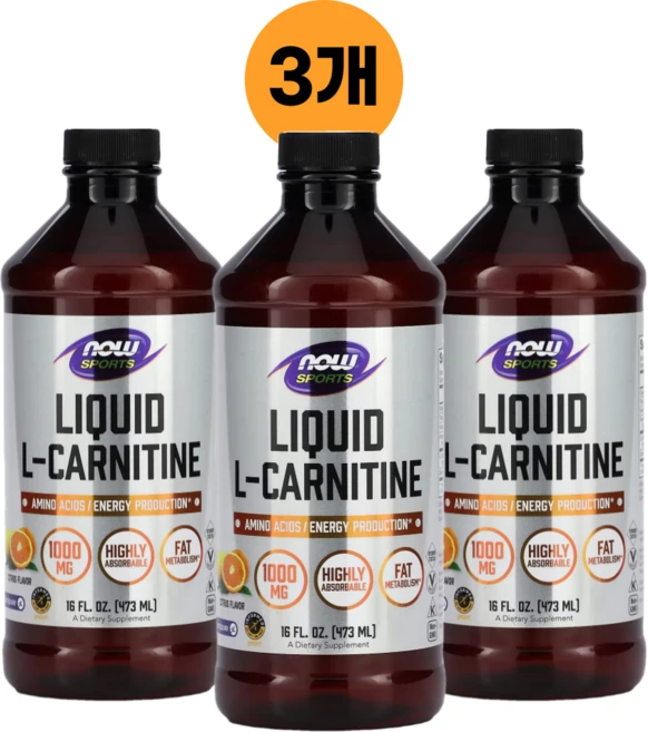 나우푸드 L 카르티닌 473ml 3병 카르니틴 시트러스 액상 엘카르틴 LCarnitine, 3개 - 쿠팡