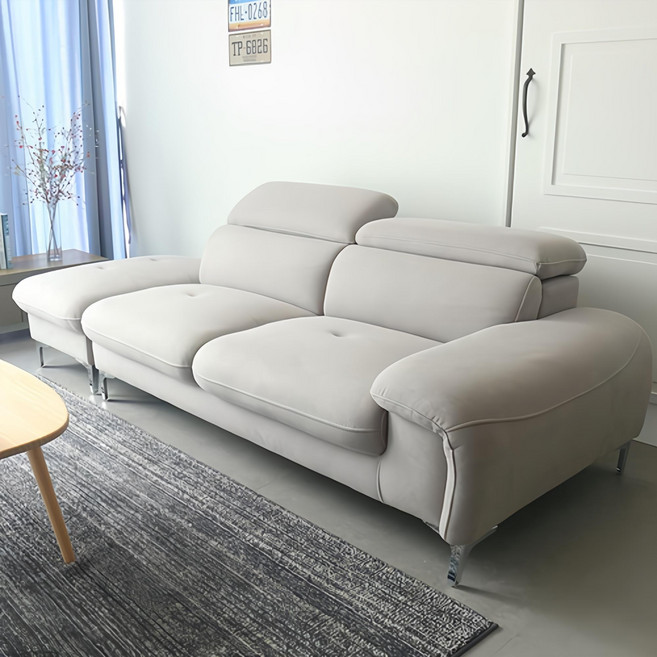 자네트 데이시 3인용 패브릭 소파 생활방수 아쿠아텍스 쇼파 스툴미포함, 라이트그레이