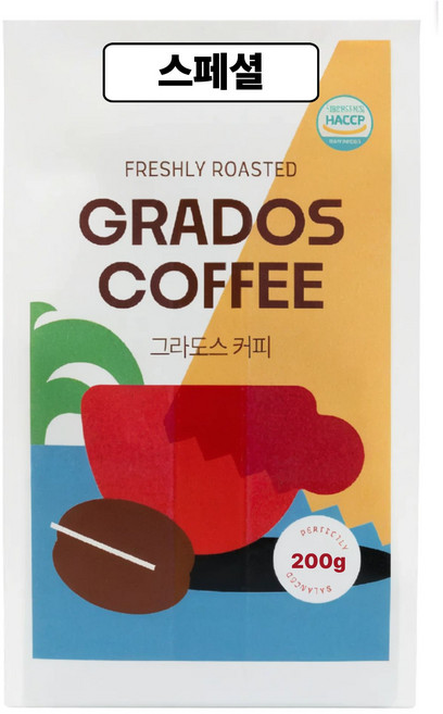 스페셜 블렌드 브라질 콜롬비아 에티오피아 원두커피 커피콩 맛있는 고소한 신선한 그라도스커피, 1개, 200g, 홀빈(분쇄안함)