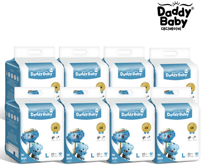 대디베이비 골드 팬티형 기저귀 남아용 대형(7~11kg), 대형(L), 176매