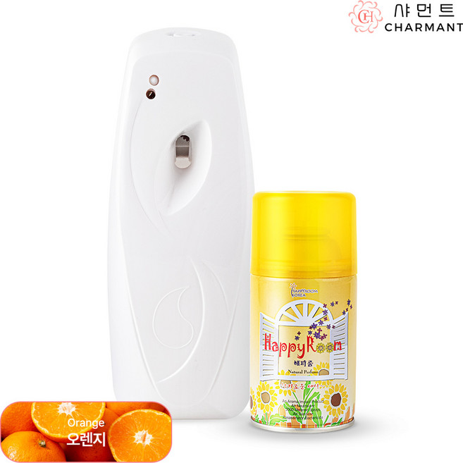 화장실 타이머 자동 방향제 분사기 실내 욕실 사무실 거실 분사형 (오렌지+기본형분사기포함), 280ml, 1개, 오렌지