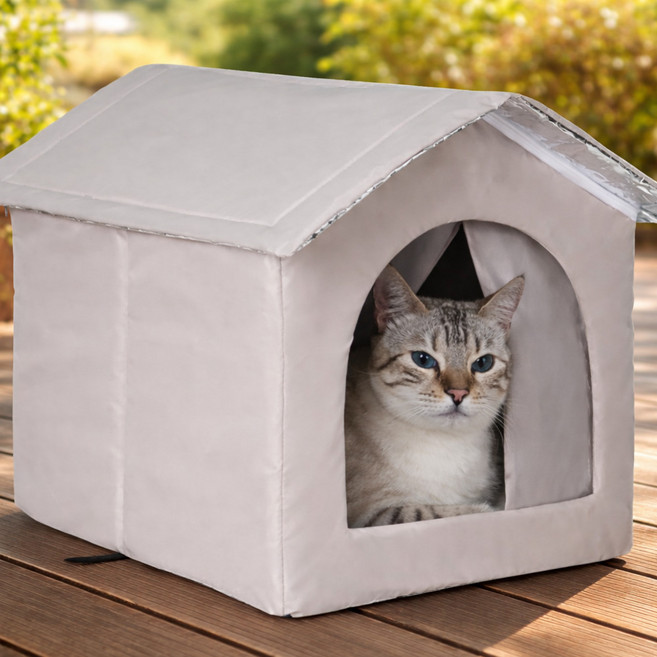 브오미 실외고양이집 길냥이 급식소 숨숨집, 1개, 라이트그레이