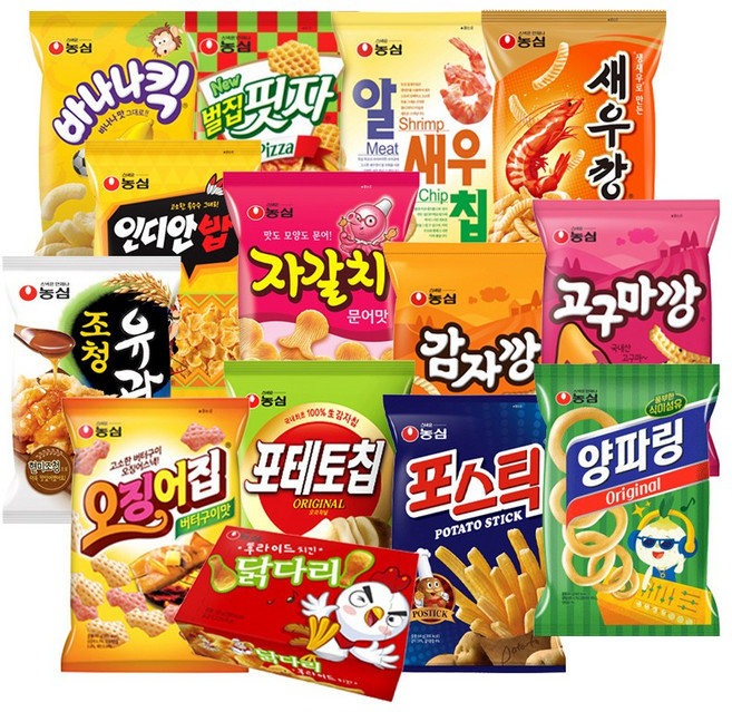 농심 과자 세트+누텔라앤고과자, 1세트, 소형 14종