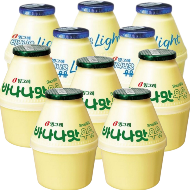 빙그레 바나나우유 240ml 10입 혼합 (바나나맛5입+바나나맛 라이트5입)