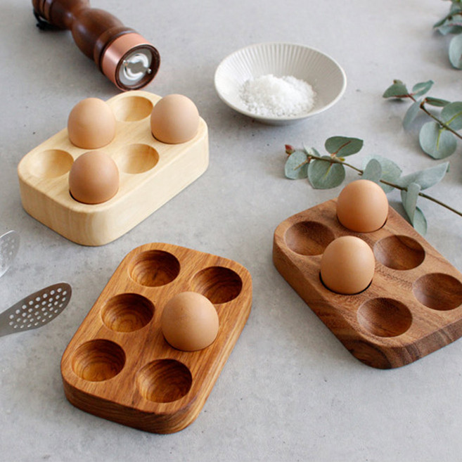 우드 에그 트레이 6구 나무 계란용기 주방 인테리어 소품 디자인 아이디어 상품, 아썸, 1개