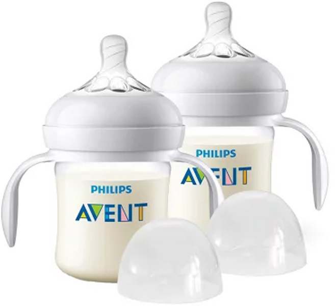AVENT 親乳感PA防脹氣奶瓶附把手 (雙入)【金寶貝】, 1套, 125ml, 透明