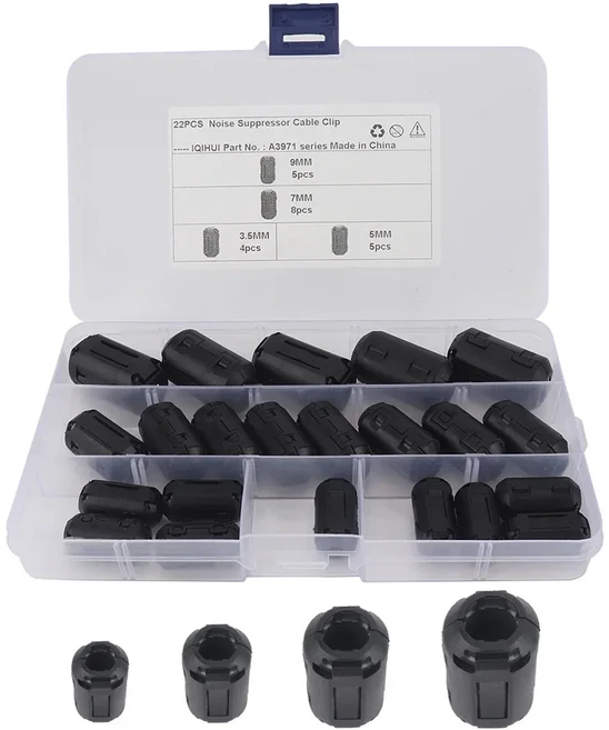 50/22개 클립형 페라이트 링 코어 비드 초크 RFI EMI 필터 노이즈 방지 케이블 (USB 오디오 비디오 전원 코, 01 22pcs