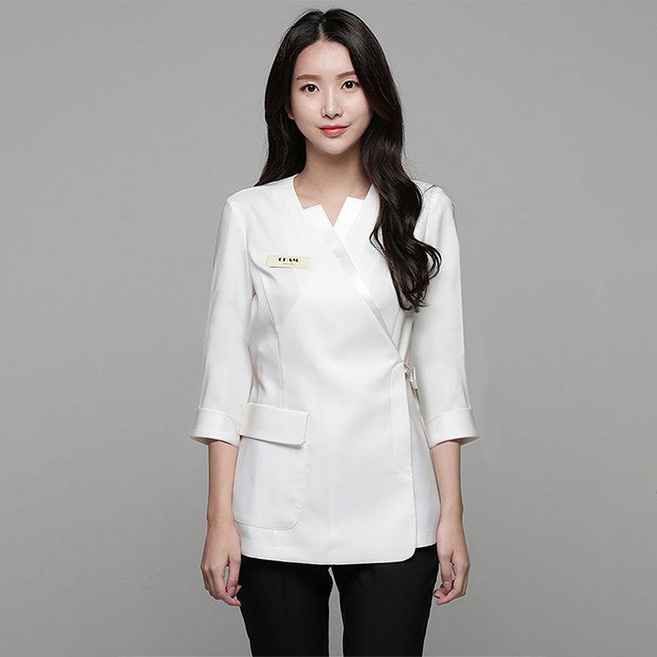 CEAM 工作服 夏季美容師服飾 醫美會所適用, 1個, 白色七分袖 單上衣,XL, 白色七分袖 單上衣