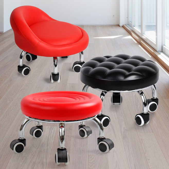 앉은뱅이 작업의자 이동식 농사의자 바퀴의자, 1개, 동글뱅의의자(일반)_레드