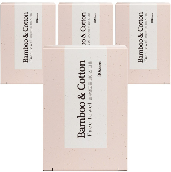 휴홈 일회용 수건대용 뱀부앤코튼 페이스타올 미세플라스틱 없는, 4개, 80개입