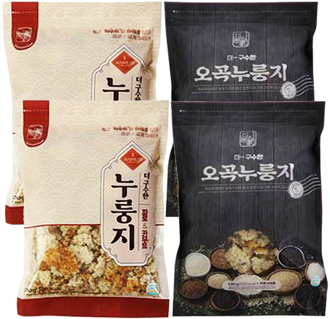 [NANUM NEW] 미식본가오곡 파로 누룽지 100 % 국산 오곡누룽지 파루카무트누룽지, 4개, 530g