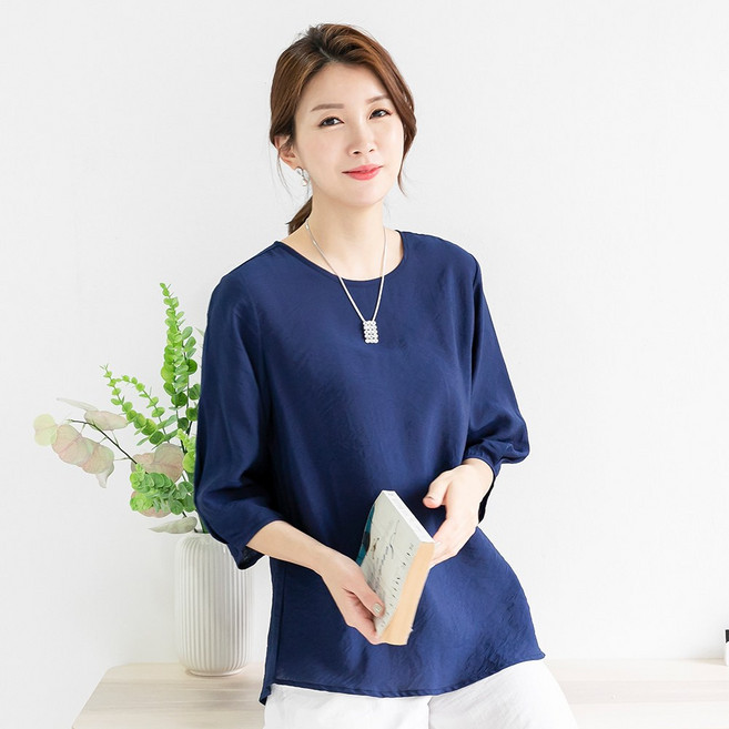 [엘클로] 여성 여름 인견 셔링 7부 블라우스