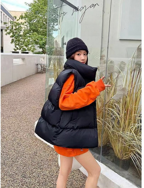 오버핏 하이넥 빵빵한 패딩조끼 빅사이즈 패딩 VEST