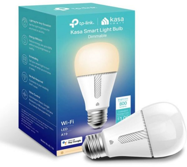 알렉사 및 구글 홈과 함께 작동하는 카사 스마트 전구 디밍 가능한 스마트 LED 전구 A19 9W 800루멘 소프트 화이트2700K CRI ≥90 WiFi 2.4Ghz 전용 허, White (Newer Version), 1 Pack