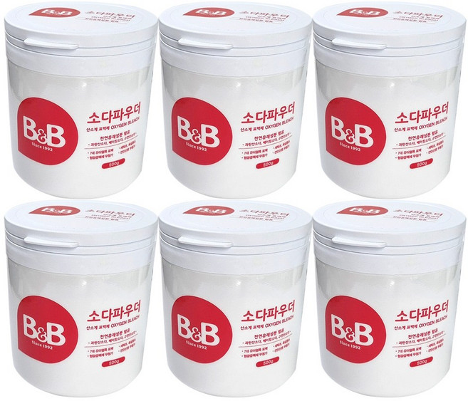 비앤비 유아용 소다 파우더 표백제, 500g, 6개