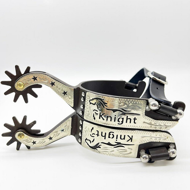 SanBluff Antique German Silver Western Spurs & Leather Straps Set for Men - 490g Hand-Forged Iron