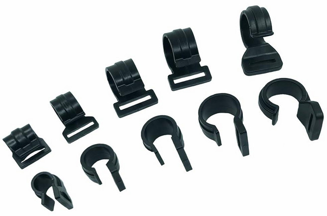 캠핑 차양 텐트 폴용 플라스틱 C 클램프 20개 11mm/17mm/20mm/25mm 블랙 클립 19mm/21mm/25mm 미만의 웨빙 스트랩 너비용 텐트 커버 스크린 고정, 0.43 IN/11MM