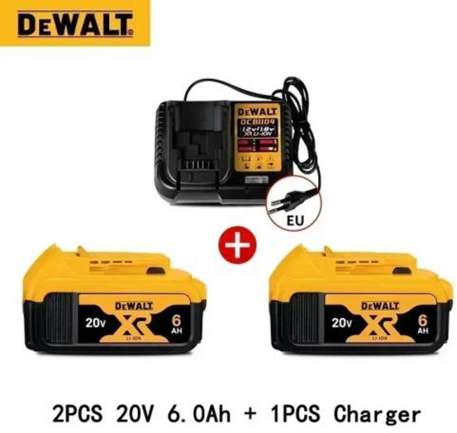 Dewalt 충전식 리튬 이온 배터리 Dewalt DCB115 DCB118 고속 충전 Dewalt 도구 배터리 20V 6AH, 05 05 6AH X2 charger X1