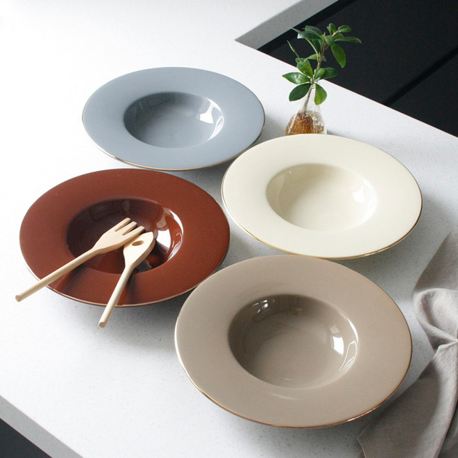 에크렌 골드 림(rim) 스파게티접시 - 4color, 베이지, 1개