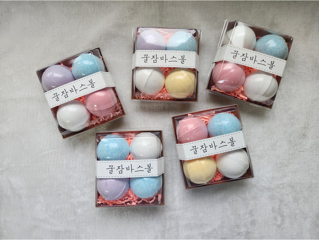 허브플러스 단잠 바스볼 4종+버블바스파우더(랜덤) 세트, 100g, 1개, 오션+캐모마일+로즈+라벤더+파우더(랜덤)