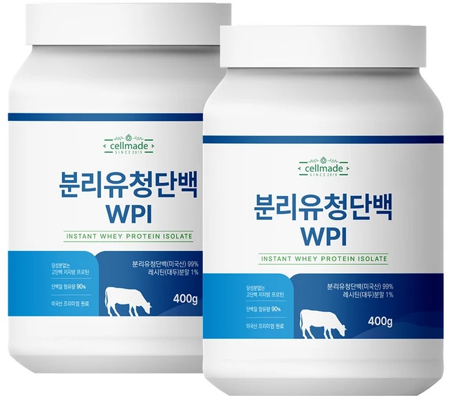 분리유청단백질 WPI 분말 프로틴 보충제 쉐이크 파우더, 400g, 2개 - 쿠팡