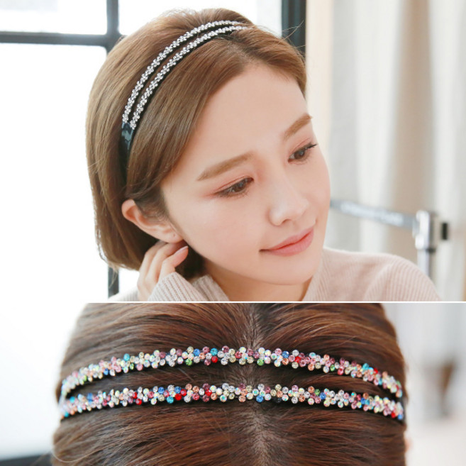 미스21 두줄 꽃 머리띠 헤어밴드 2+1 (hb587)