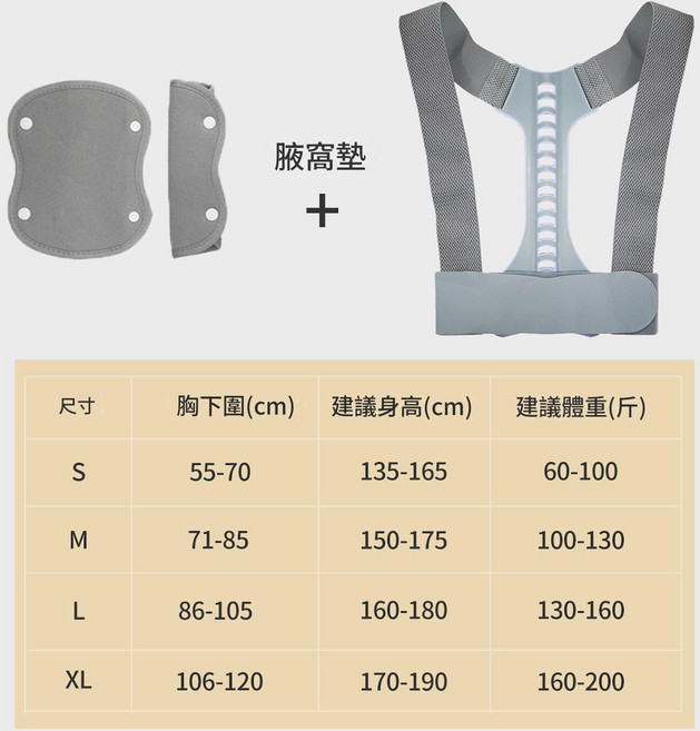 透氣開背直背矯正器 坐姿駝背糾正體態矯正帶, 1個