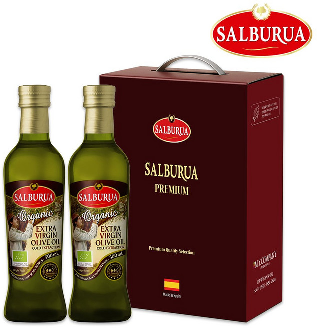 [살부루아] 유기농 엑스트라버진 올리브유 선물세트, 2개, 500ml