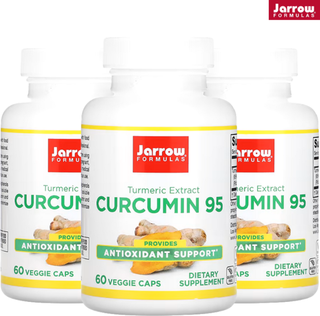[본사정품] 재~로~우 포뮬러스 커~큐~민95 500mg 커큐미노이드 강황 폴리페놀 고약사 재로우포뮬러스 커큐민95 재로우 포뮬라 Jarrow Formulas 부모님 선물, 60정, 3통