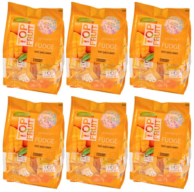 [국내배송] 베트남 까먹는 탑프루트 탑젤리 망고젤리 320g X 6봉, 280g, 6개