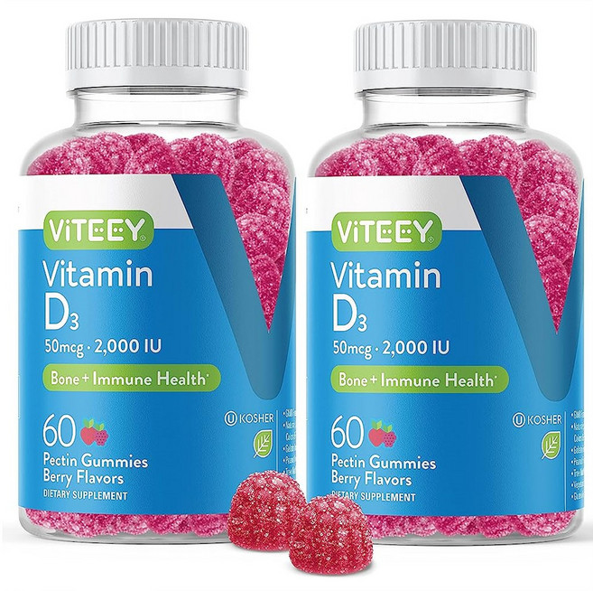 바이티 비타민 D3 2000IU 구미 베리맛 Viteey Vitamin D3, 2개, 60정