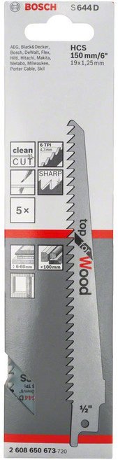 Tspeed 보쉬 작업용 컷쏘날 모음, S644D(목재), 1개
