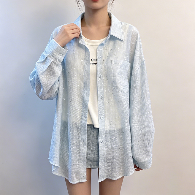 FANSYLI 여성 얇은 셔츠 자외선차단 자켓 통기성 좋은 여름 아우터 출근룩 데일리룩 여행룩 휴양지룩 X2604A16