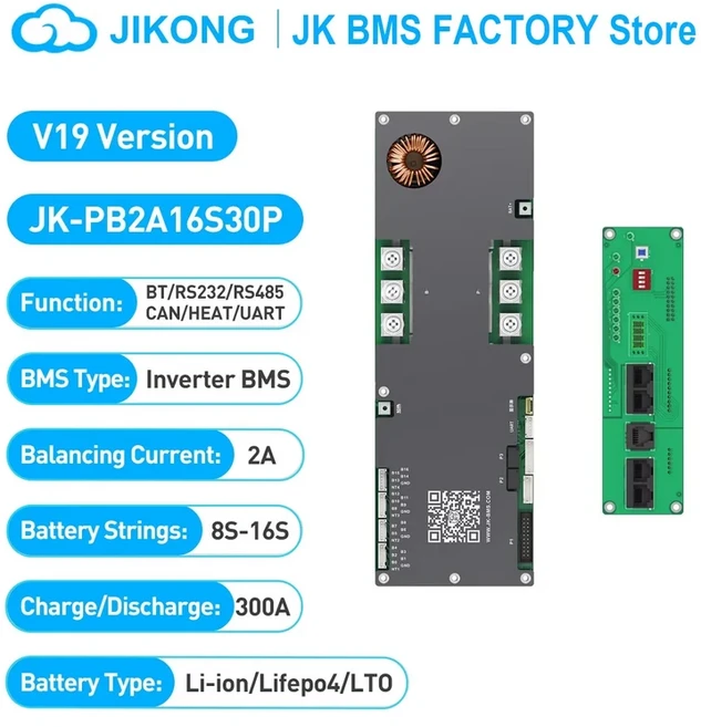 JIKONG ESS V19 가정용 에너지 인버터 BMS 8S 24V 16S 리튬이온 Lifepo4 LTO 배터리 액티브 밸런서 2A 열, 02 JK-PB2A16S30P V19