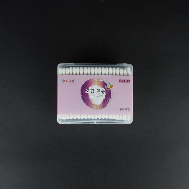 리빙웰 고급면봉 나무면봉 사각면봉 케이스면봉 200개입, 1개